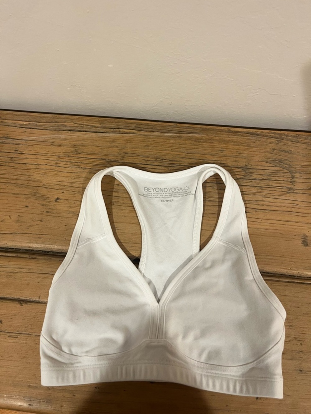 Beyond Yoga lift your spirits White Racerback Sports Bra